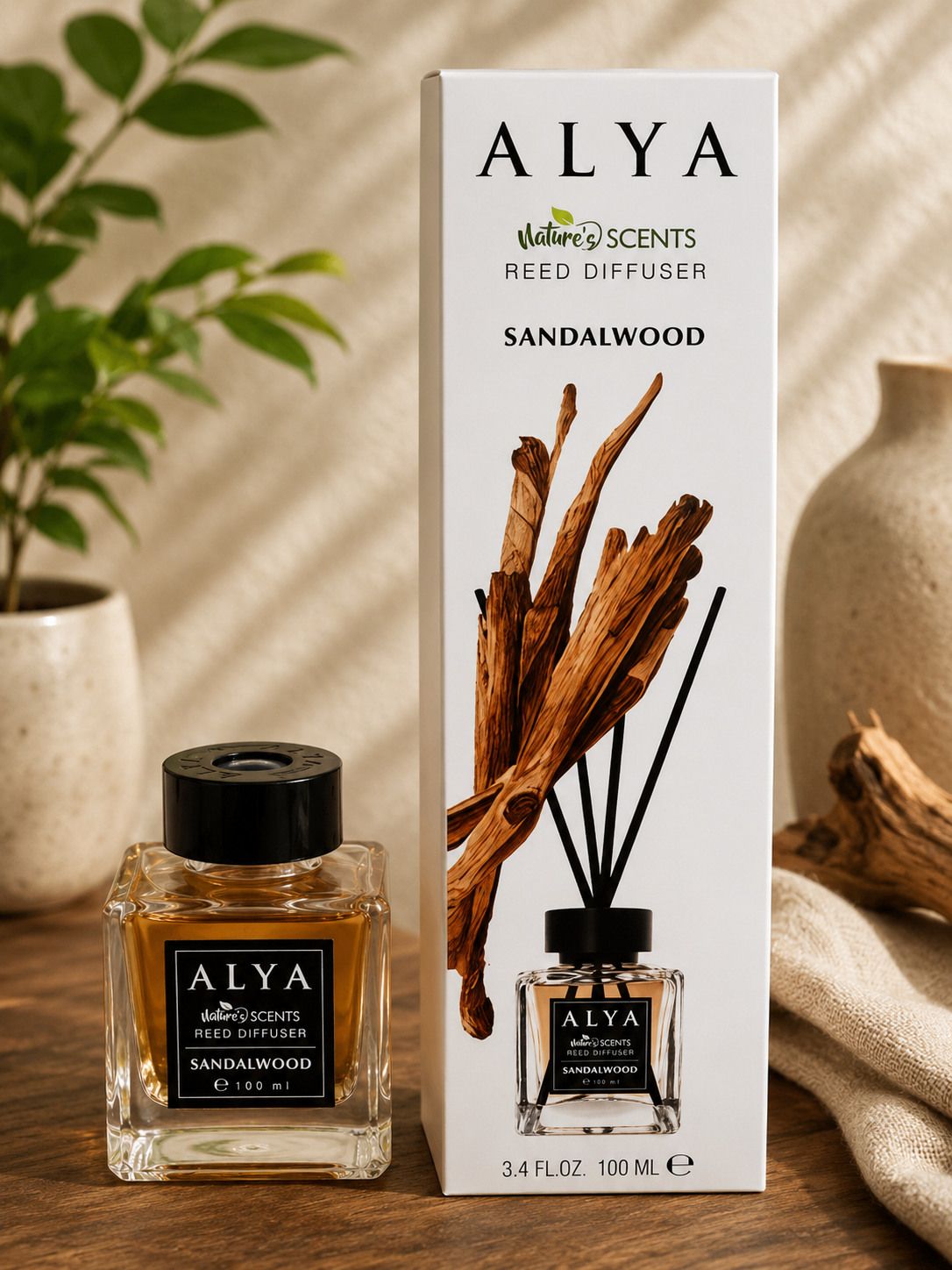 ALYA Nature's Scents Reed Diffuser - Sandalwood 100ml